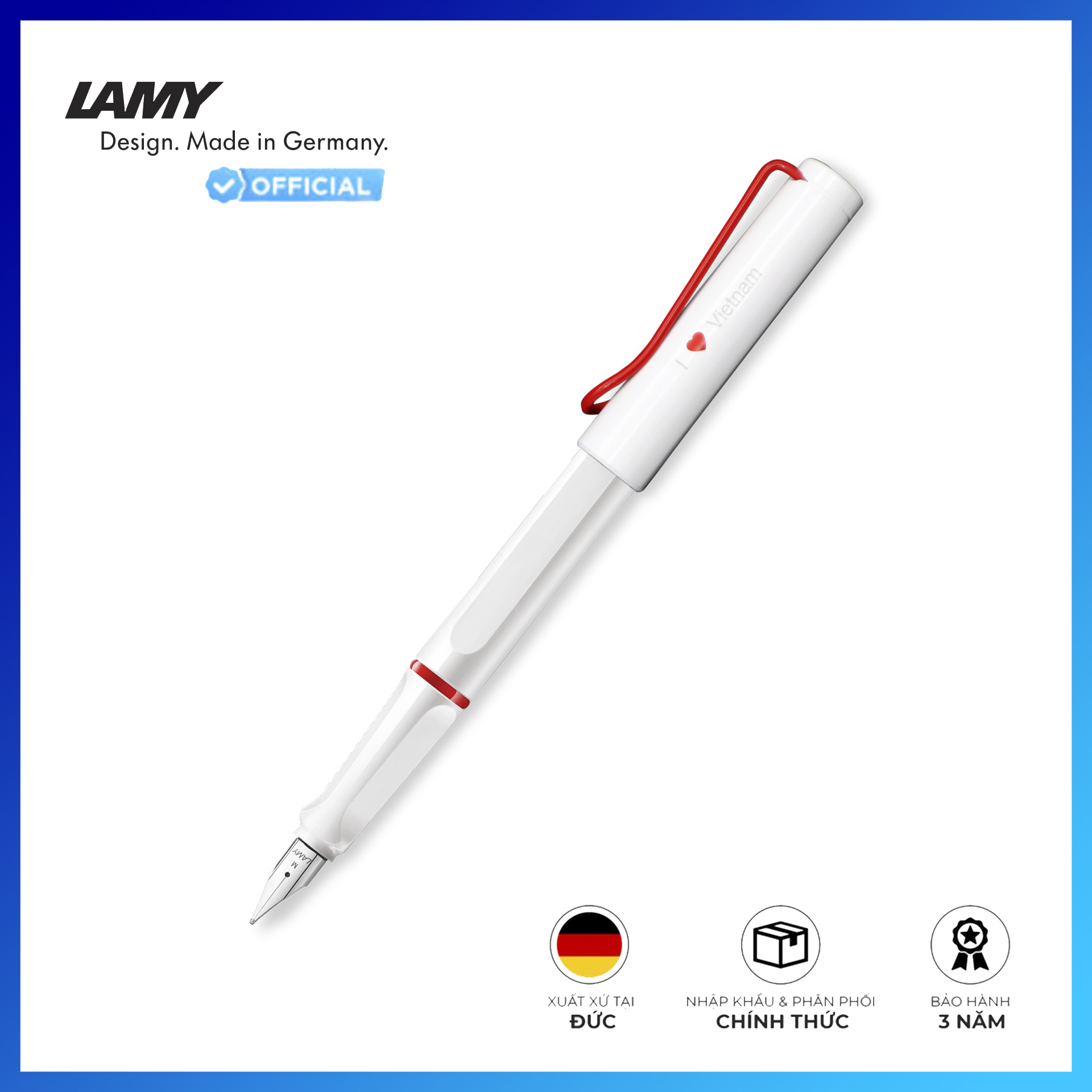 bút máy lamy safari white red clip I love Vietnam limited edition