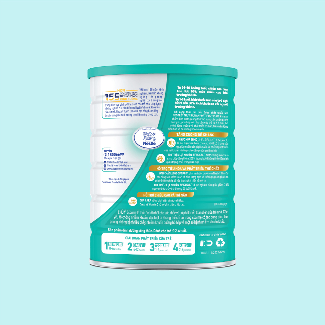 Bộ 3 Lon sữa bột Nestlé NAN OPTIPRO PLUS 4 850g/lon với 5HMO Giúp tiêu hóa tốt + Tăng cường đề kháng Tặng Nồi lẩu điện