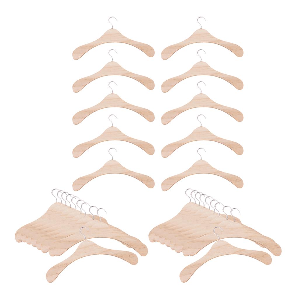 30 Gói Bằng Gỗ Tự Nhiên Móc Treo Áo Khoác Móc Treo Áo BJD SD17 Chú Búp Bê