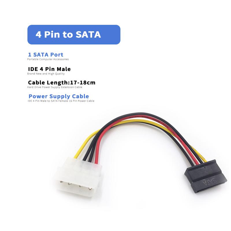 4 Pin Molex IDE to 2 Serial ATA Hard Driver Power Cable SATA Y Splitter Dual Hard-Drive-Disk Extension Cord Adapter Connector