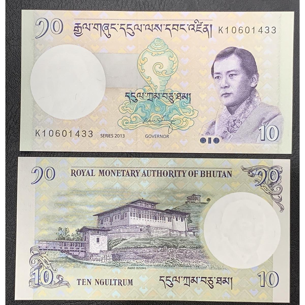 Tờ tiền vương quốc Bhutan mệnh giá 10 Ngultrum sưu tầm , tiền châu Âu , Mới 100% UNC , sưu tầm