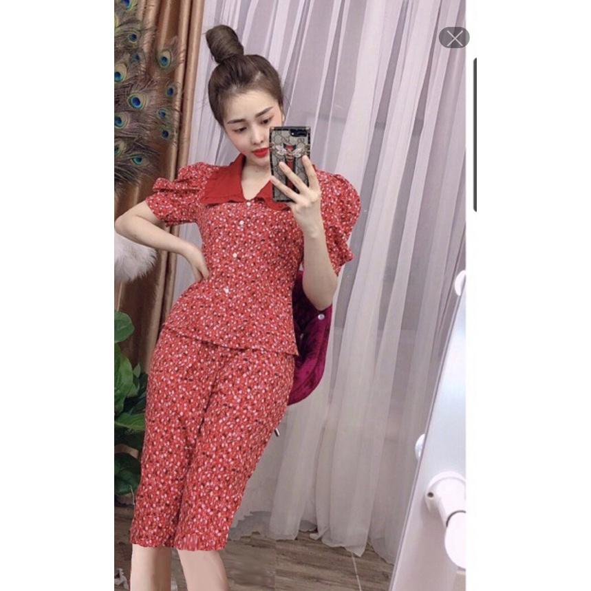 Đồ Bộ Tiểu Thư Lửng Tay Phồng Dễ Thương