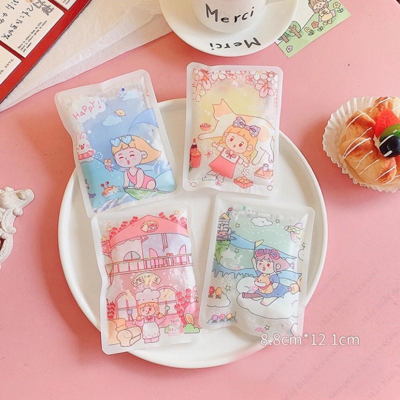 Túi nước đá tự làm lạnh, chườm lạnh hạ nhiệt mùa hè dã ngoại du lịch phượt, miếng hạ sốt dễ thương