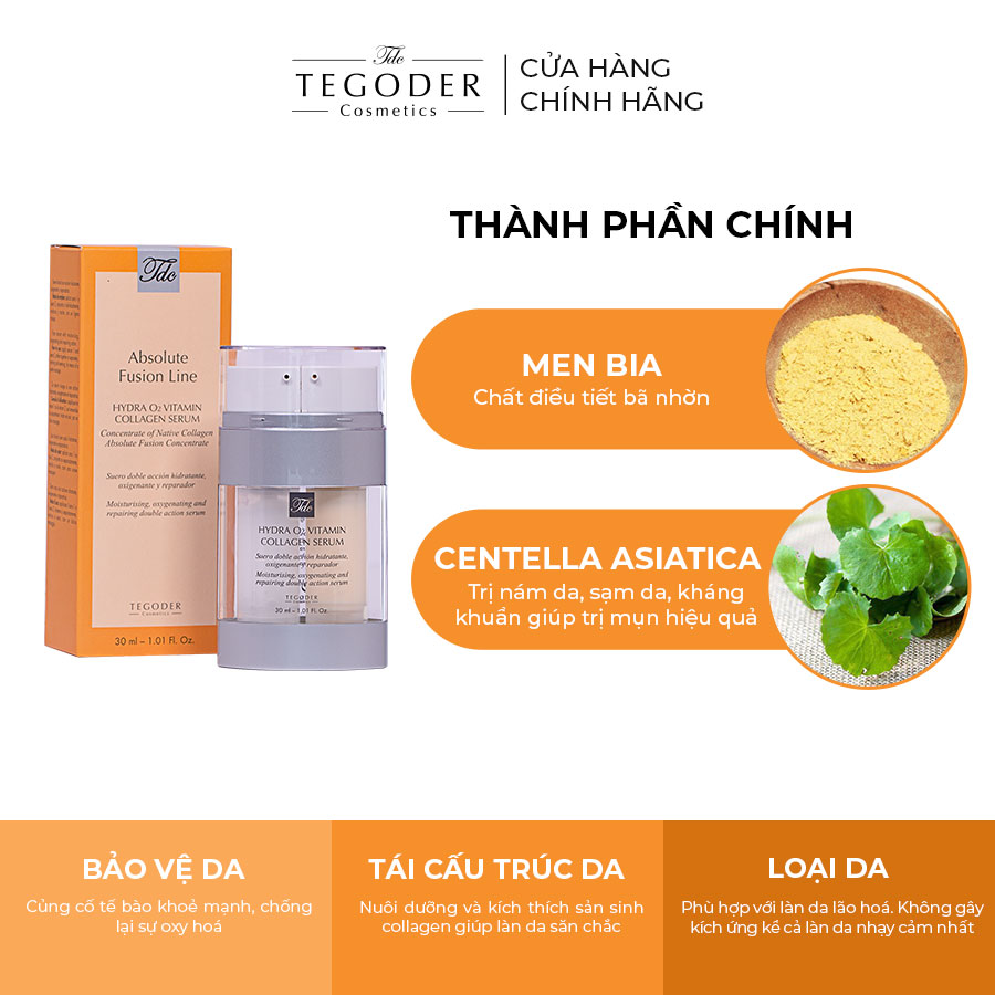 Tinh chất collagen tác động kép chống lão hóa Tegoder Hydra O2 Vitamin Collagen Serum 15+15 ml Mã 6057