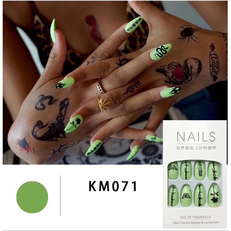 Bộ 24 móng tay giả kèm keo mẫu KM nail đẹp