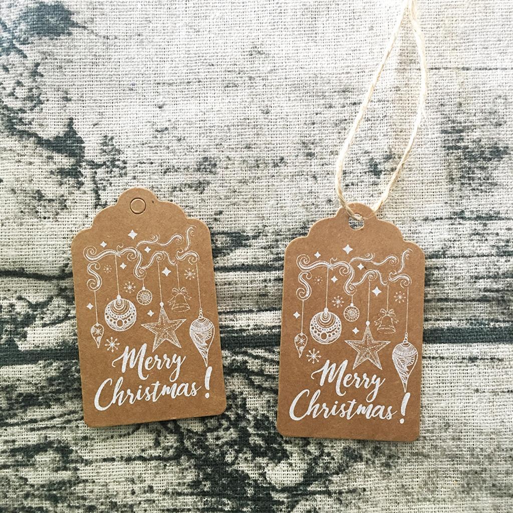 100pcs Set Christmas Kraft Paper Labels Christmas Hanging Gift Tags
