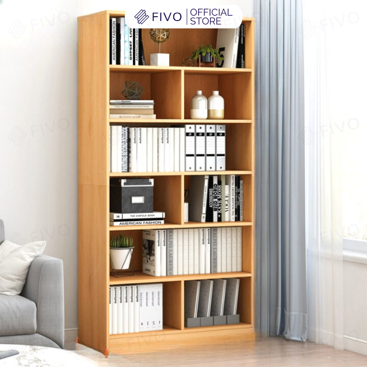 Kệ Sách Gỗ Để Sàn Đẹp FIVO Mã FB70 Chất Liệu Gỗ MDF Hàng Cao Cấp, Thiết Kế Nhỏ Gọn Vô Cùng Thanh Lịch, Kèm Tấm Lưng  (Kích thước 60x24x178cm)