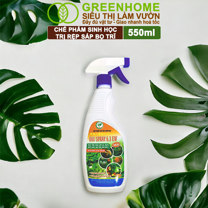 Hình ảnh Chế Phẩm Sinh Học Greenhome, Oau Spray, Chai 550Ml, Trị Nhện Đỏ, Rệp Sáp, Bọ Trĩ Cây Trồng