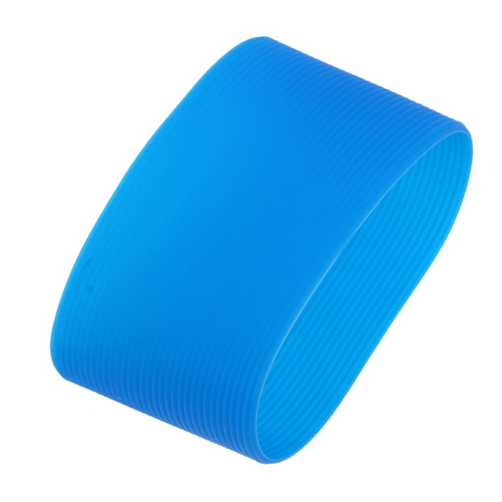 2xOutdoor Silicone Round Non-slip Water Bottle Mug Cup Sleeve Cover Dark blue