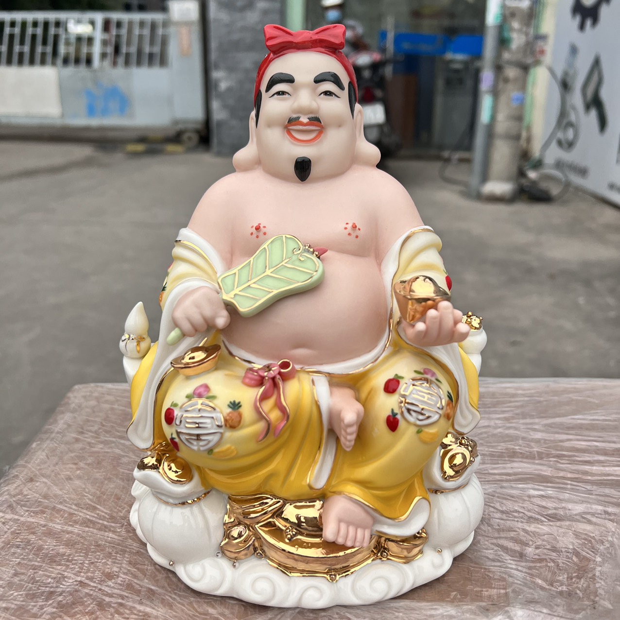 Tượng Thần Tài Thổ Địa sứ đức hóa cao cấp nhập khẩu Đài Loan cao 20cm – VÀNG