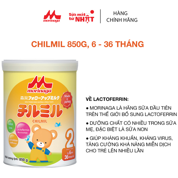 Sữa Morinaga Số 2 Chilmil loại 850g + Tặng Gấu Bông Bé Sữa