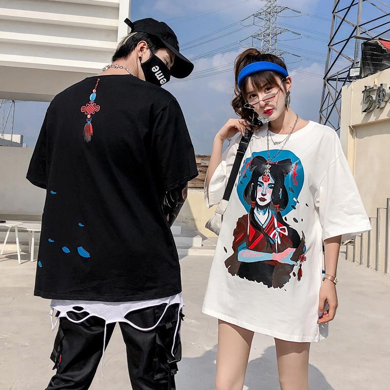 Áo thun in hình Samurai nữ Nhật Bản/ Áo đôi cho nam và nữ