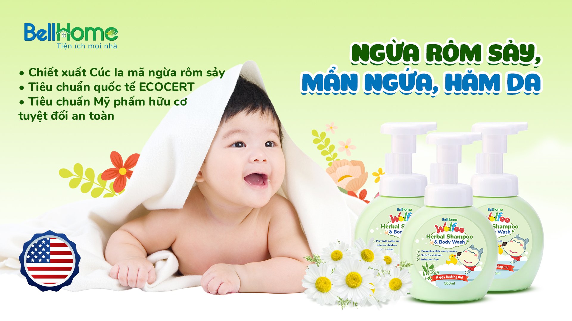 Tắm Gội Thảo Dược Wolfoo Baby 500ml