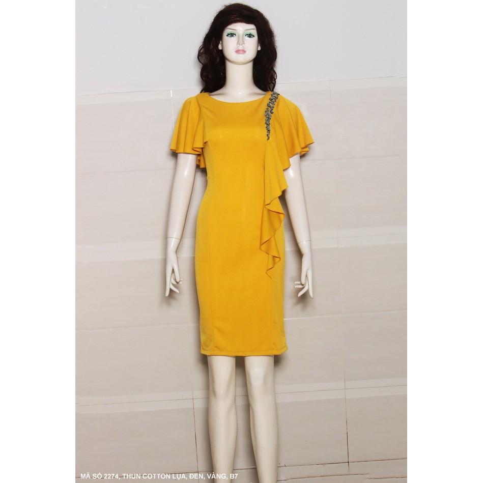 Đầm Dún Vai Đính Bèo Bên Hông