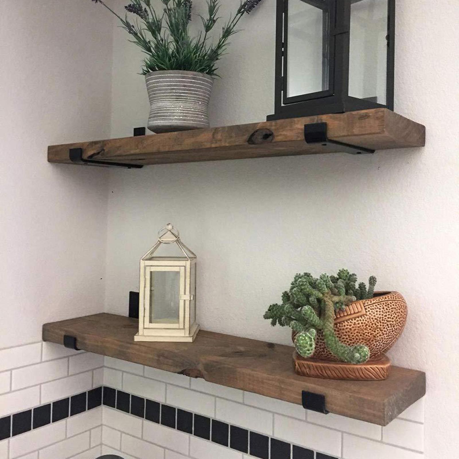 2x Shelf Bracket Rustic Metal with Screw Wall Mounted Heavy Duty 15cm