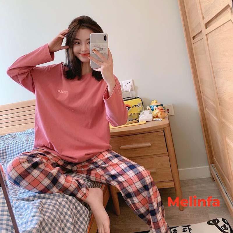 Bộ đồ ngủ nữ, Bộ mặc nhà Pijamas nữ dài tay quần dài mặc mùa thu đông mã VABD0229