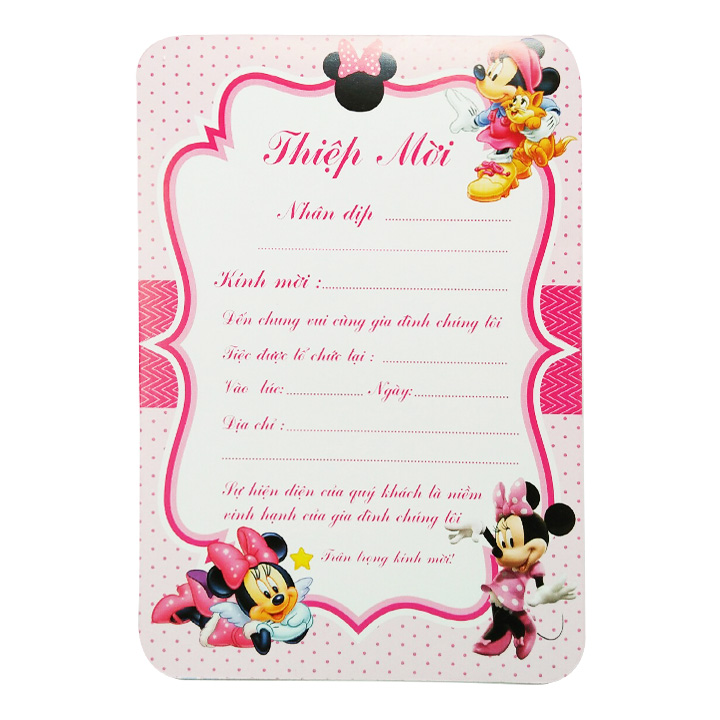 Combo 10 thiệp mời sinh nhật Minnie