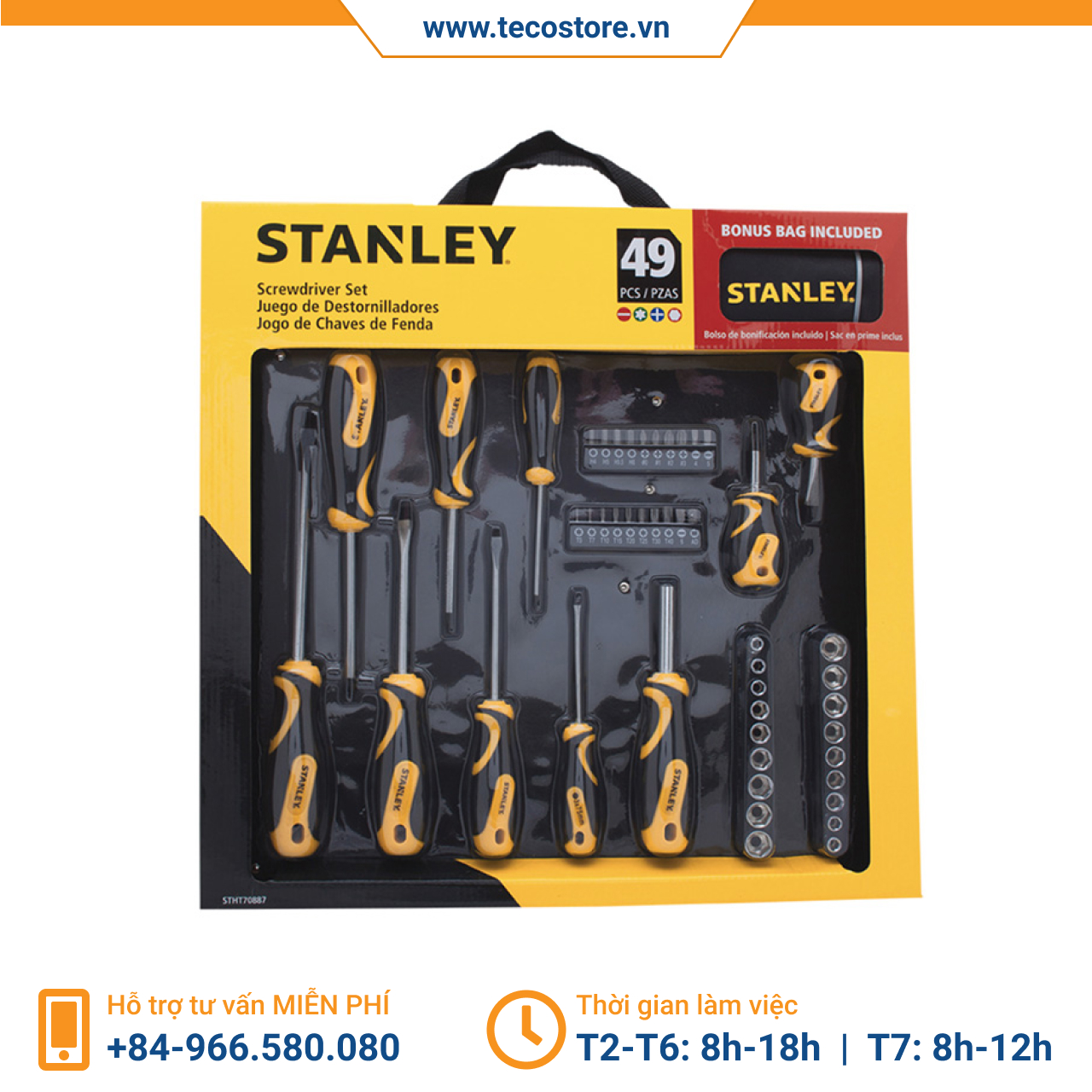 Bộ tua vít đựng trong túi 49 chi tiết Stanley STHT70887M