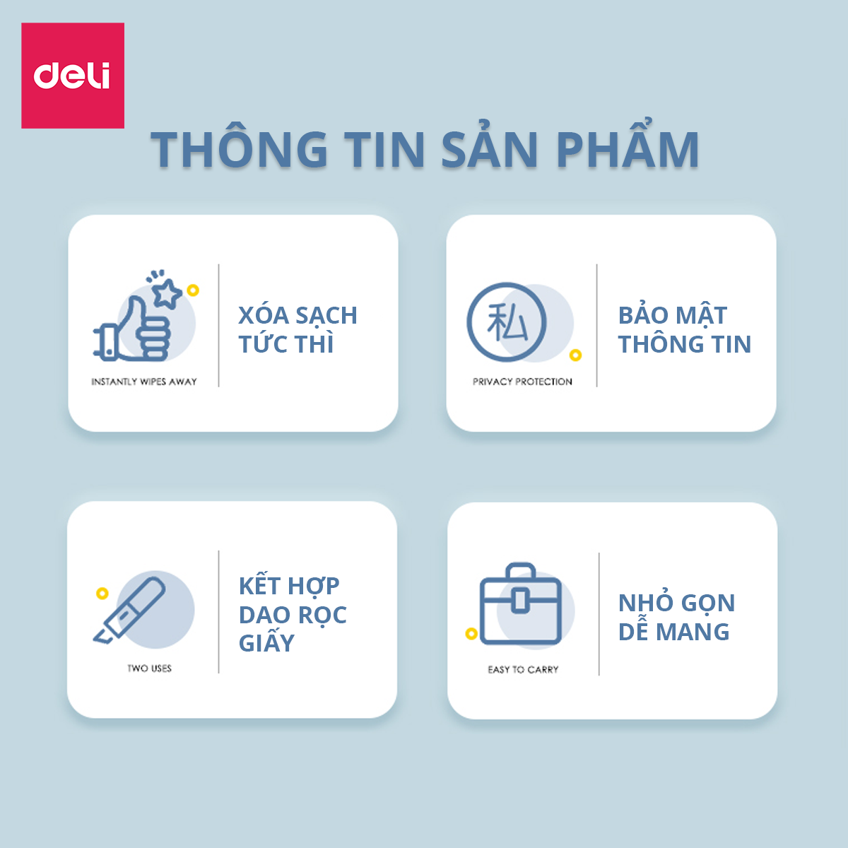 Bút Xóa Thông Tin Trên Bill Đơn Hàng Giấy In Nhiệt Kèm Dao Rọc Giấy Deli - Dụng Cụ Bóc Mở Đơn Hàng Online - Che Bảo Mật Thông Tin Đơn Hàng Nhỏ Gọn Tiện Lợi - JQ122