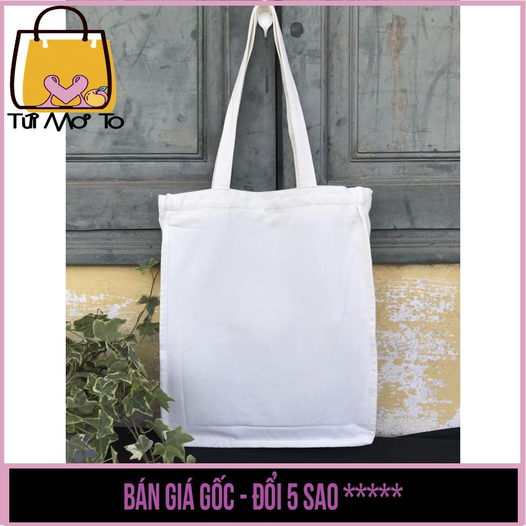 Túi tote VUÔNG, túi canvas, túi vải trắng có khóa kéo - Túi Mơ To store