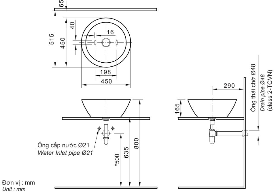 Chậu rửa mặt đặt bàn Inax L-445V