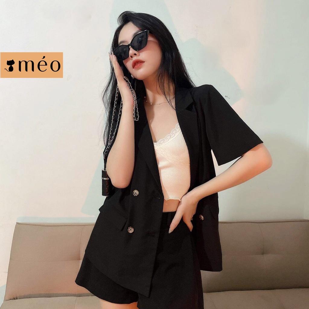 Áo khoác blazer nữ Méo shop dáng cộc tay túi nắp form xuông nhiều màu kiểu Hàn Ulzzang