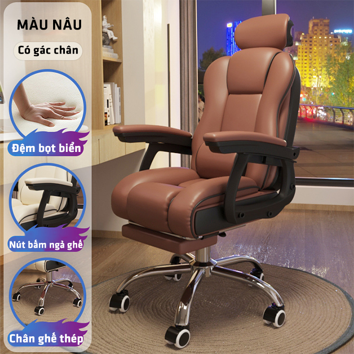 Ghế Xoay Văn Phòng Bọc Da Có Gác Chân, Có Ngả Lưng Để Nghỉ Trưa – Ghế Làm Việc Giá Tốt, Ghế Gaming