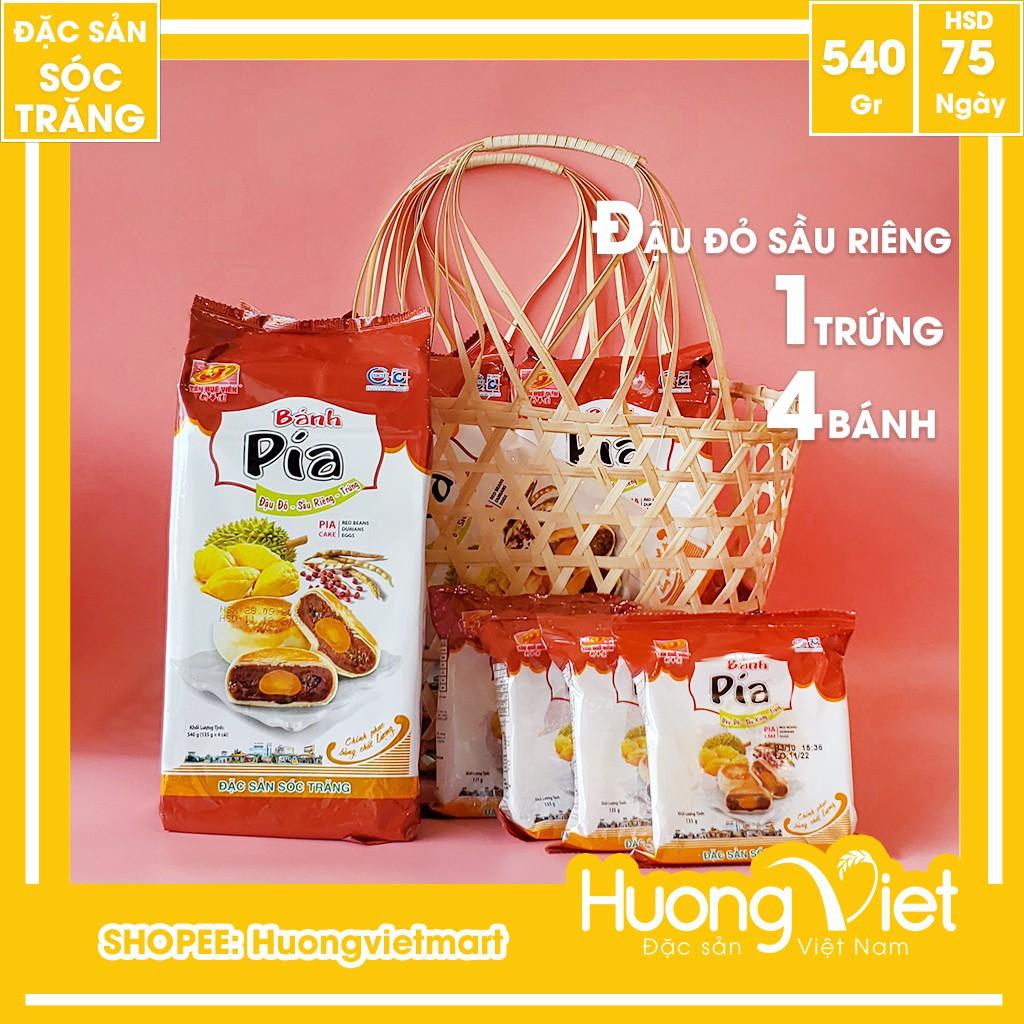 Bánh pía đậu đỏ sầu riêng trứng muối 540g, bánh pía Sóc Trăng Tân Huê Viên đậu đỏ 1 trứng