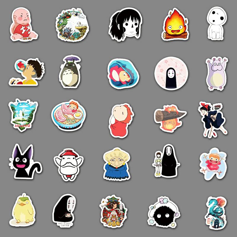 Sticker hoạt hình Ghibli Cắt Sẵn Hình Dán Trang Trí Mũ Bảo Hiểm Laptop Điện Thoại Ván Trượt Sổ tay Notebook