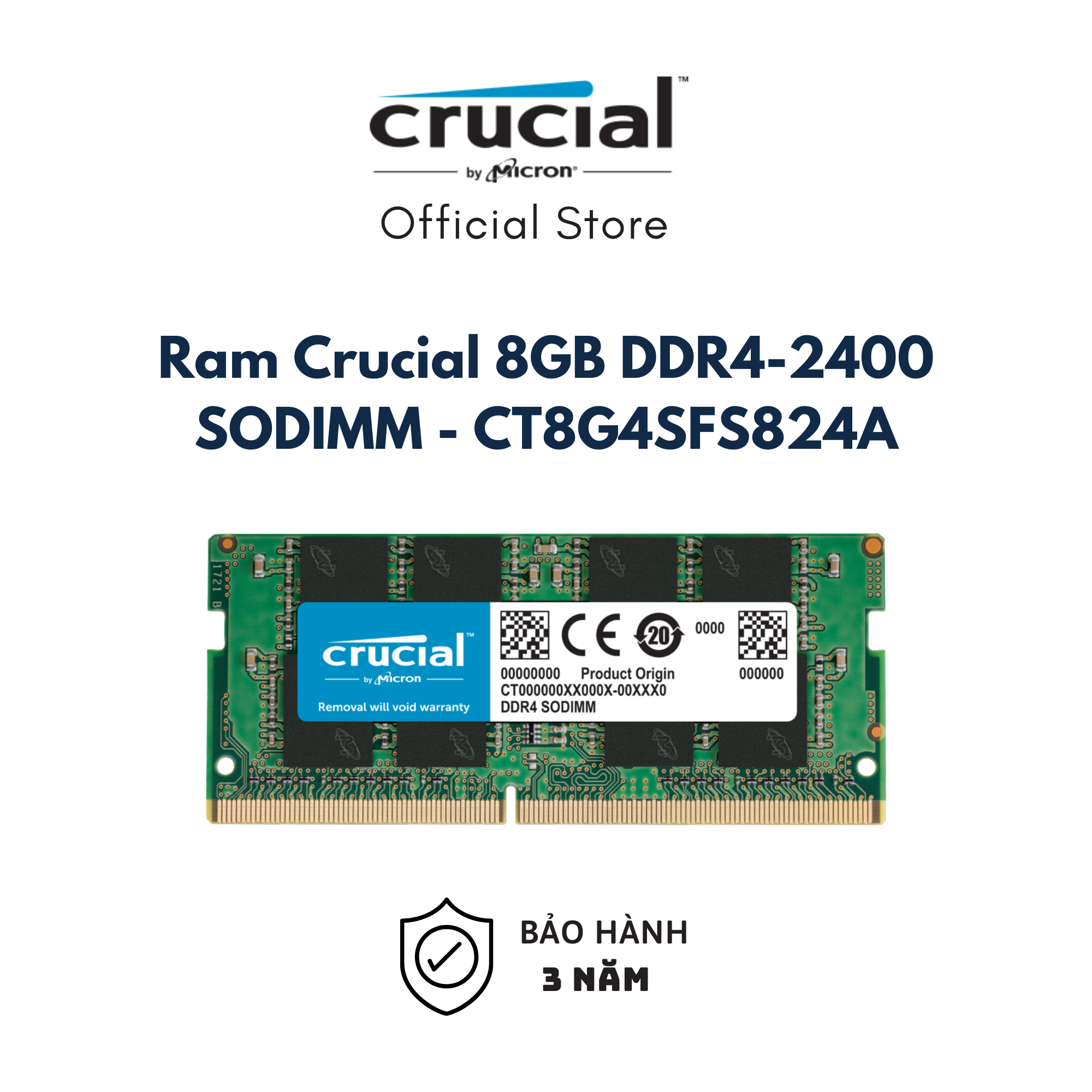 Ram Laptop Crucial DDR4 8GB Bus 2400MHz - CT8G4SFS824A - HÀNG CHÍNH HÃNG