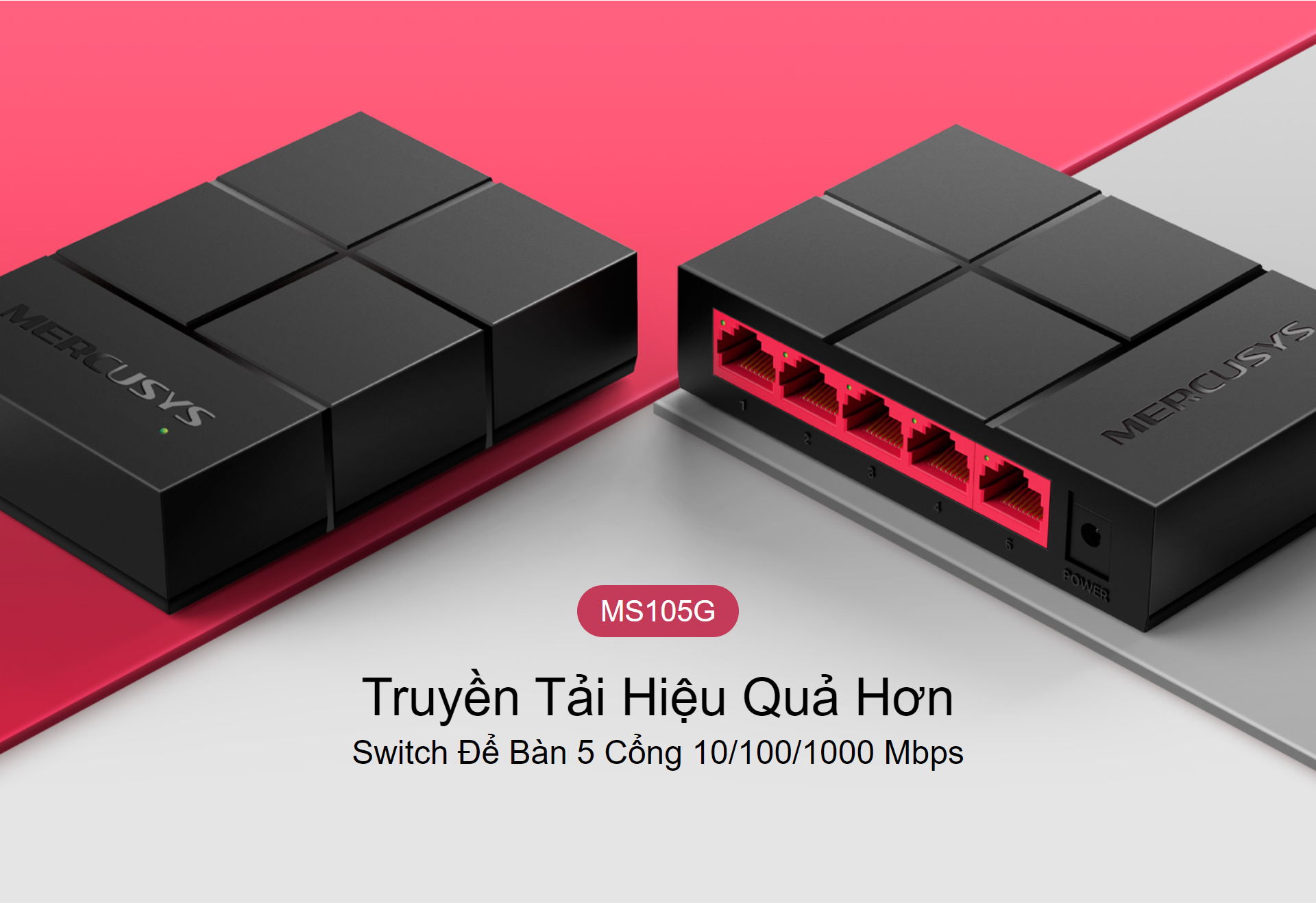 Bộ Chia Tín Hiệu Switch Để Bàn Mercusys MS105G 5 Cổng 10/100/1000 Mbps - Hàng Chính Hãng