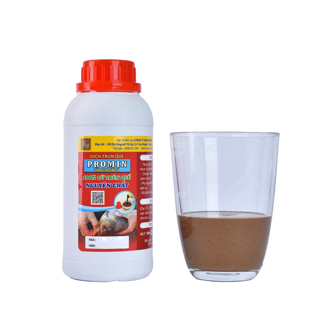 DỊCH TRÙN QUẾ PROMIN LÀM MỒI CÂU CÁ CHAI 500ML