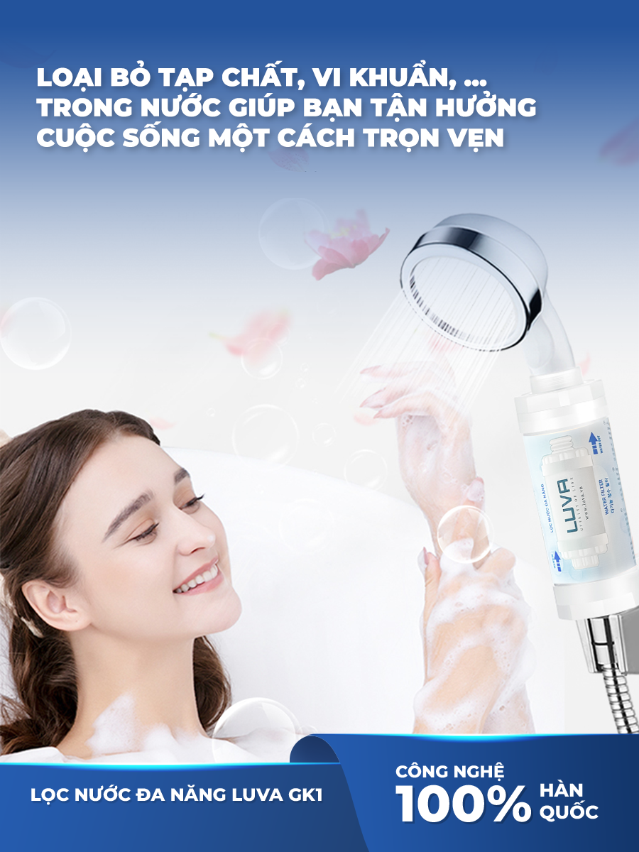 Bộ lọc nước đa năng LUVA GK1, lọc vòi sen tắm, lọc máy giặt, máy rửa bát, vòi rửa bát, bồn cầu thông minh