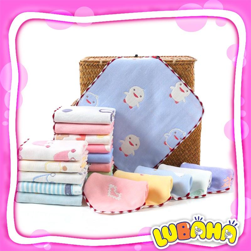 Sét 5 Khăn rửa mặt, khăn lau rửa cho bé, 6 lớp cotton sợi tre siêu thấm hút, không bai xù, an toàn cho trẻ nhỏ