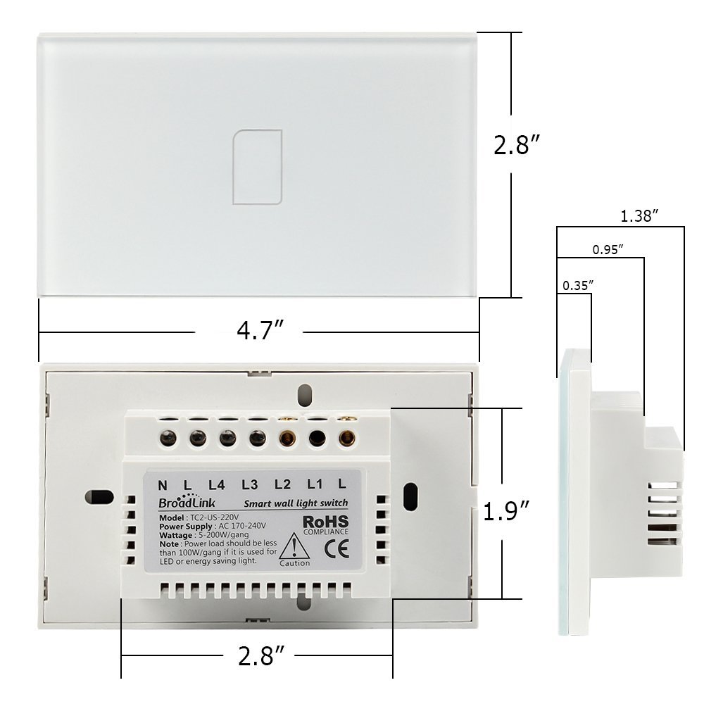 Công Tắc Cảm Ứng Broadlink TC2 US 1 Nút AZONE - Hàng Nhập Khẩu