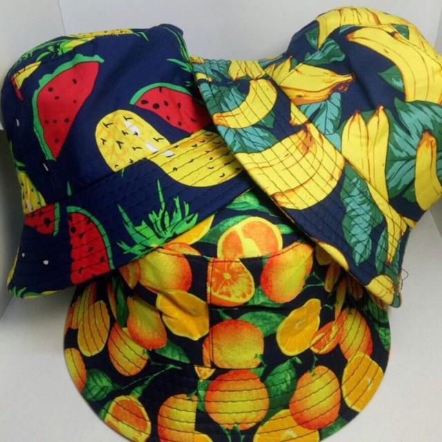 Mũ bucket in hoa quả 3D hình dứa chuối dưa hấu các loại- họa tiết giao ngẫu nhiên