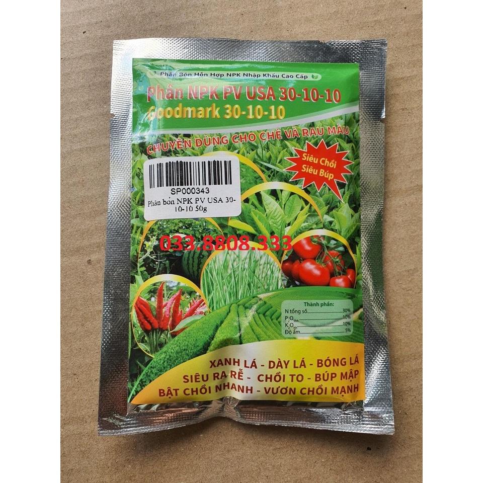 10 GÓI PHÂN BÓN LÁ NPK 30-10-10 GÓI 50G  PHỤC HỒI CÂY CÒI CỌC