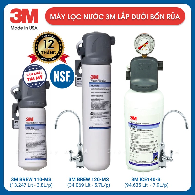 Máy Lọc Nước 3M BREW110-MS | BREW120-MS | ICE140-S Chuẩn Nước Khoáng Uống Trực Tiếp - Nhập Khẩu Mỹ, Hàng Chính Hãng 3M - BREW110MS BREW120MS ICE140S HF10-MS HF20-MS HF40-S