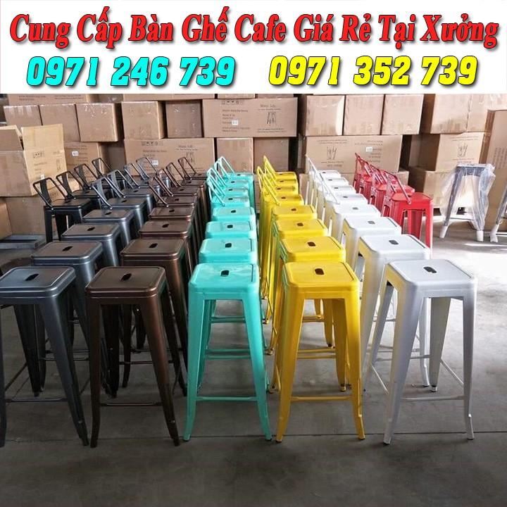 Ghế bar, ghế cao tolix có tựa nhập khấu giá rẻ nhất