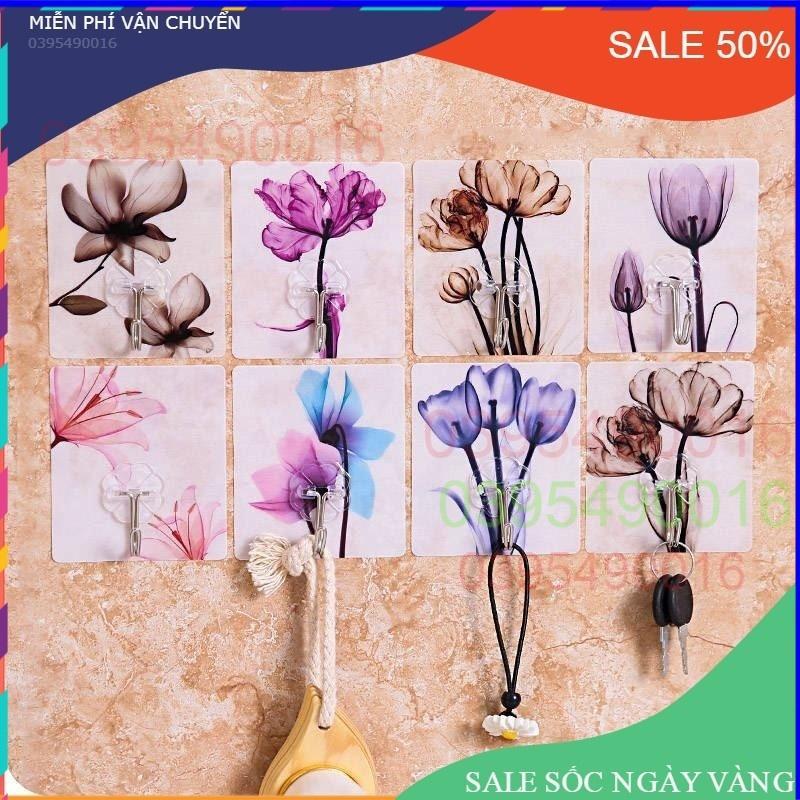 Combo 10 Móc dán tường chịu lực 21kg họa tiết 3D xoay 180 độ