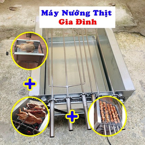 MÁY NƯỚNG THỊT XIÊN TỰ ĐỘNG TẶNG KÈM 5 XIÊN INOX NƯỚNG THỊT, 1 XIÊN 3 CHẠC loại động cơ to