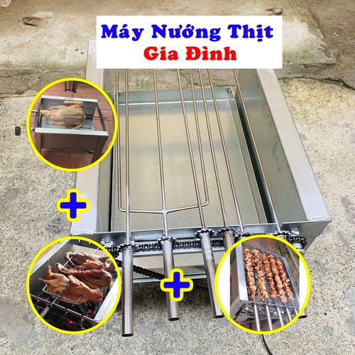 [BẾP NƯỚNG THAN HOA] MÁY NƯỚNG THỊT XIÊN TỰ ĐỘNG TẶNG KÈM 5 XIÊN INOX NƯỚNG THỊT, 1 XIÊN 3 CHẠC loại động cơ to