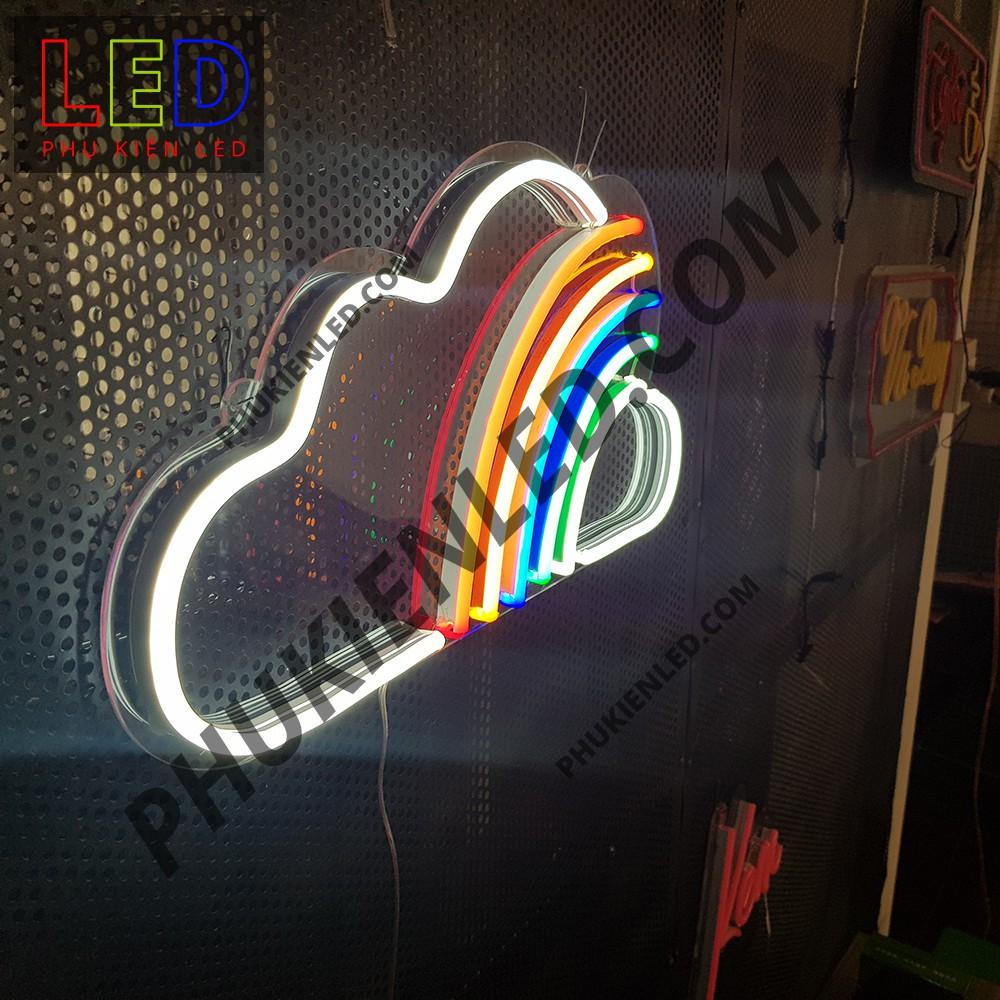 ĐÈN LED NEON HÌNH ĐÁM MÂY CẦU VÒNG – CLOUD RAINBOW LED, TRANG TRÍ TREO TƯỜNG