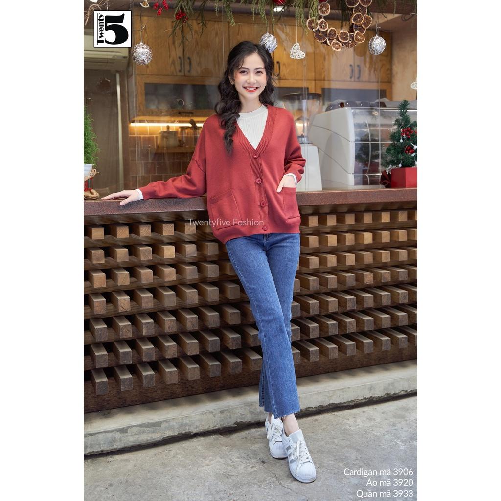 Quần jeans nữ ống loe cắt gấu, vải co dãn Twentyfive 3933