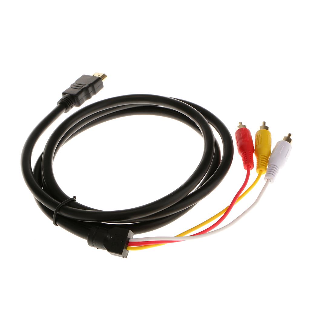 1.5M   Male to 3 RCA Audio Video AV Component Cable Adapter Gold Plated