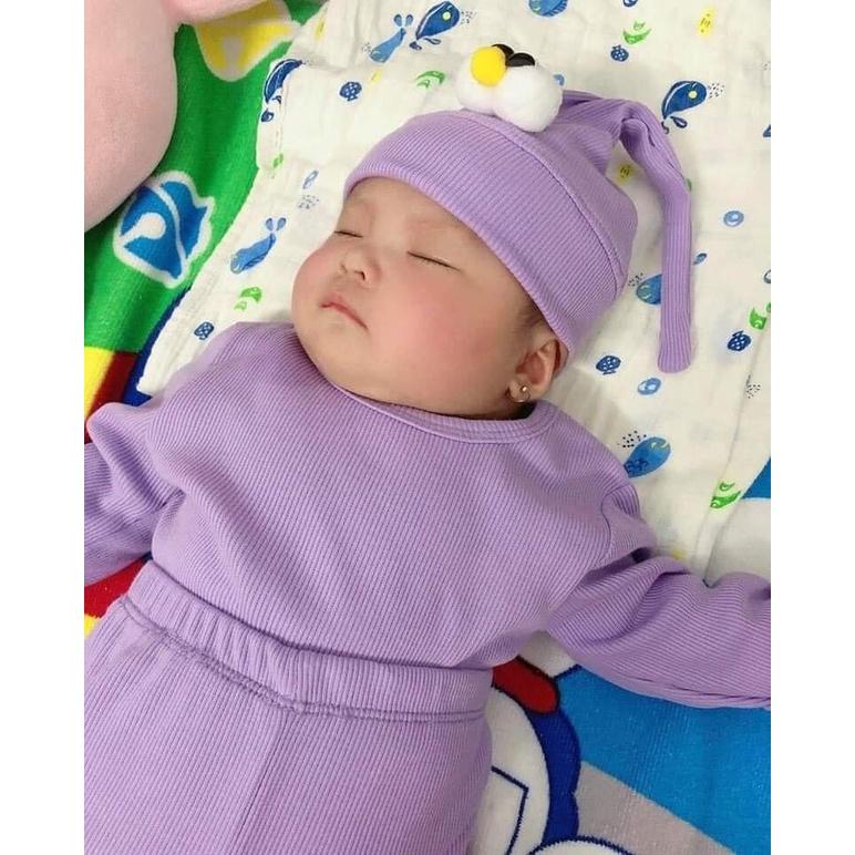 Bộ dài tay thun gân kèm nón mắt Minky Mom cho bé trai bé gái từ 5-15kg