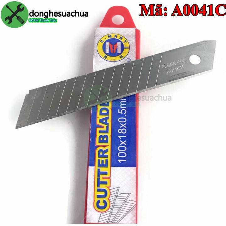 Lưỡi dao rọc giấy C-Mart A0041C 14 rãnh 10 lưỡi/hộp 100 X 18 X 0.5mm