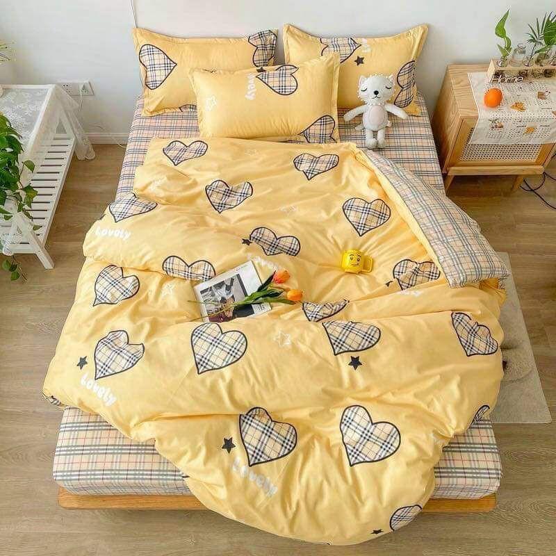 Bộ chăn ga cotton poly 4 món nhập khẩu nhiều màu