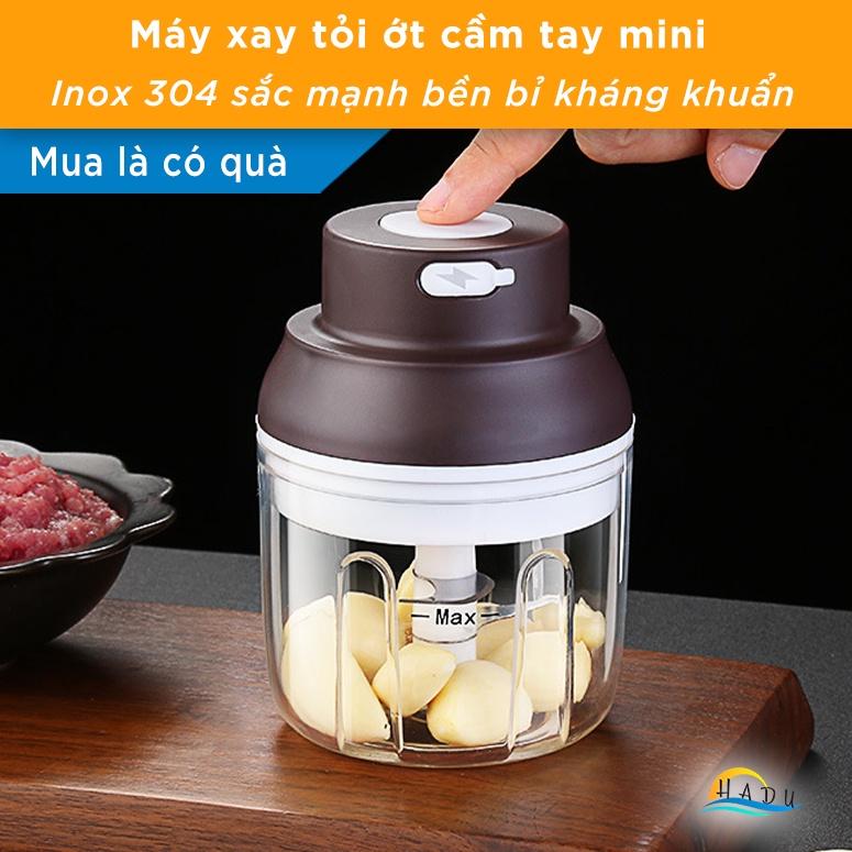 Máy Xay Thịt Tỏi Ớt Mini Đa Năng Cầm Tay Bằng Điện Sạc Pin Cao Cấp Đạt Chất Lượng Đức HADU