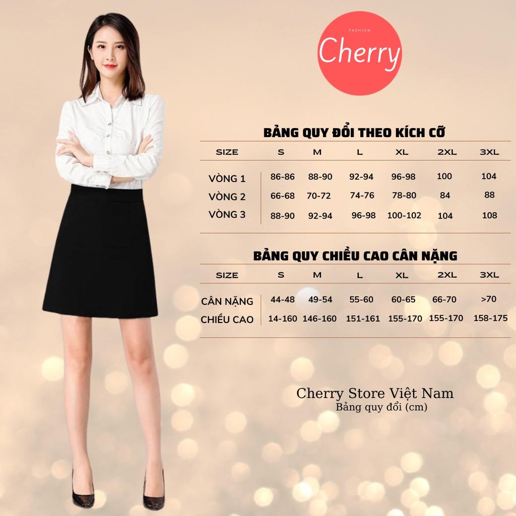 Chân váy chữ A ngắn lưng cao phong cách công sở có lót trong, váy công sở ngắn dáng chữ A trẻ trung CHERRY STORE V058